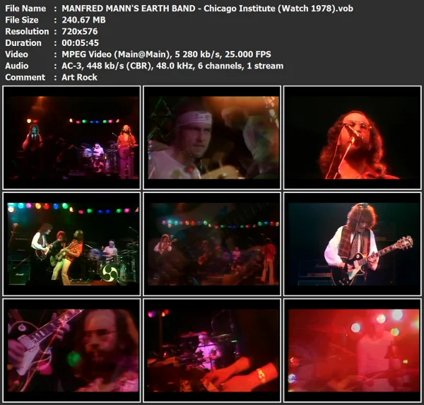 MANFRED MANN'S EARTH BAND - Chicago Institute