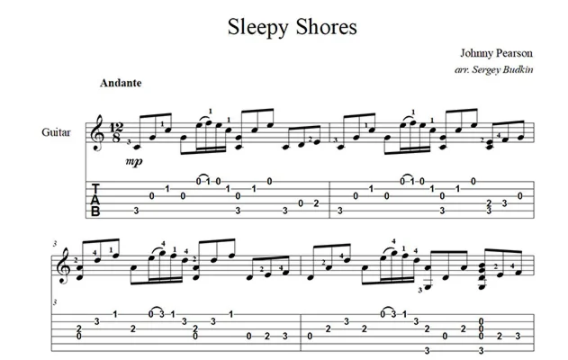 Sleepy Shores (Johnny Pearson) guitar notes