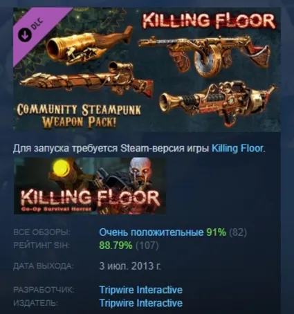 Killing Floor - Community Weapon Pack 2 АВТОДОСТАВКА STEAM РОССИЯ
