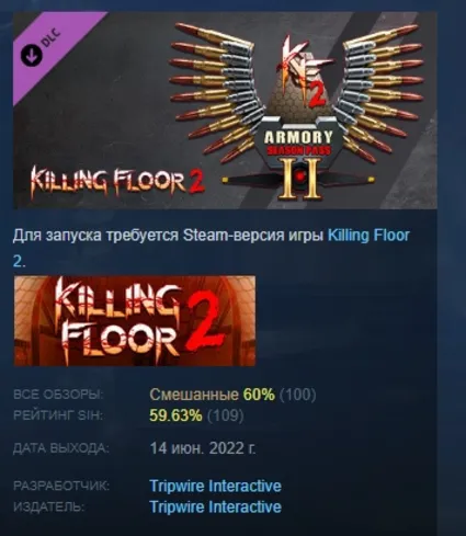 Killing Floor 2 KF2 Season Pass 2022 DLC АВТОДОСТАВКА STEAM РОССИЯ