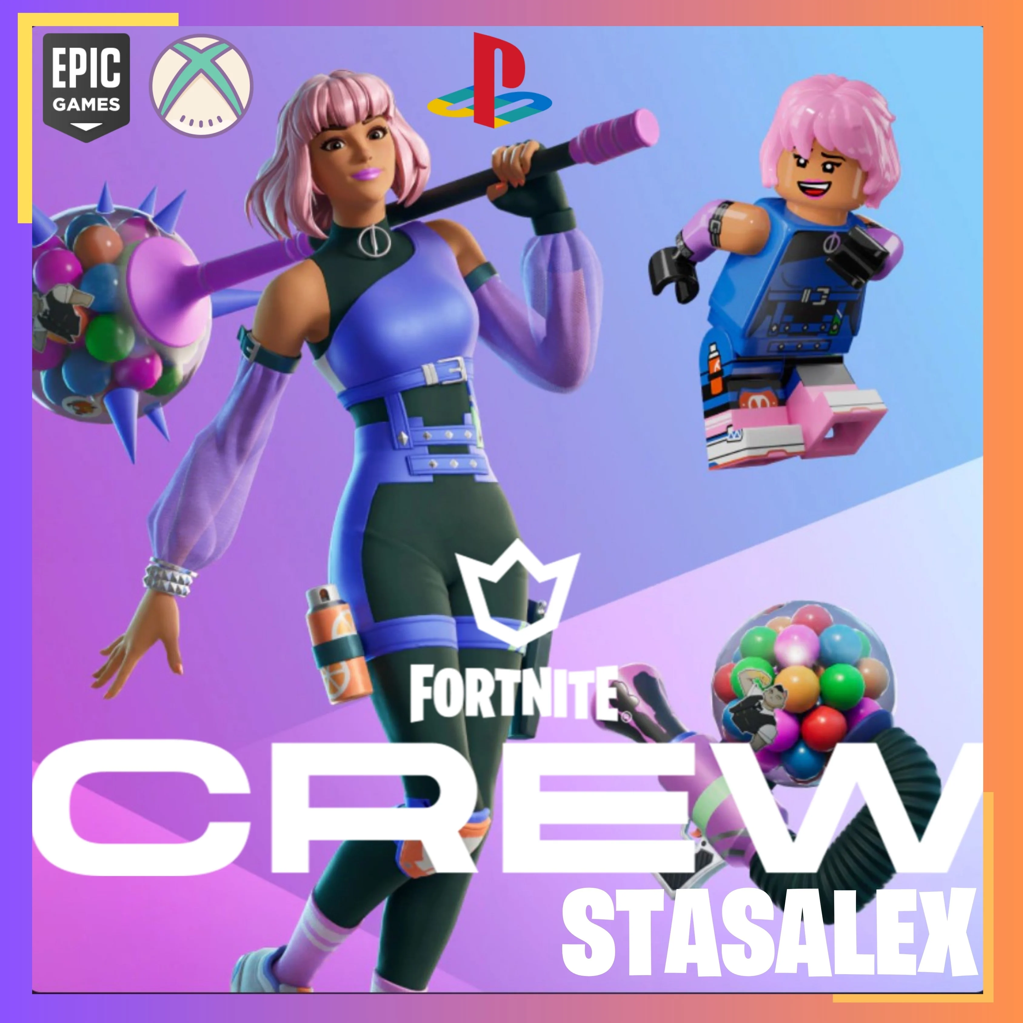 🚀FORTNITE CREW 1 МЕСЯЦ⭐БОЕВОЙ ПРОПУСК + НАБОР🎁🚀