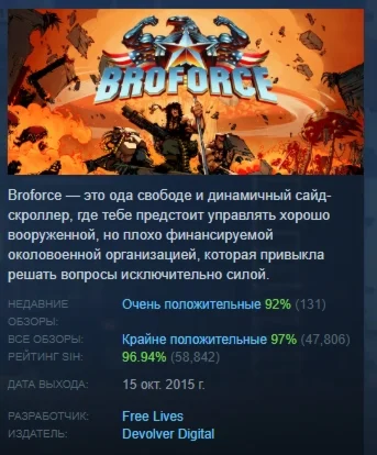 Broforce АВТОДОСТАВКА STEAM РОССИЯ