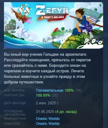Zefyr: A Thief's Melody АВТОДОСТАВКА STEAM РОССИЯ