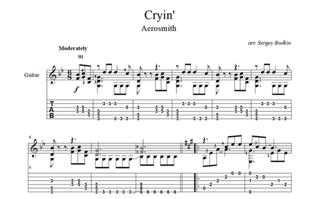 Cryin' (Aerosmith) ноты для гитары