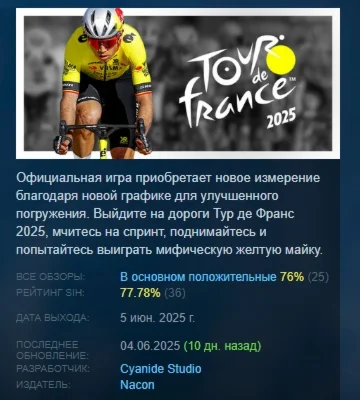Tour de France 2025 АВТОДОСТАВКА STEAM РОССИЯ