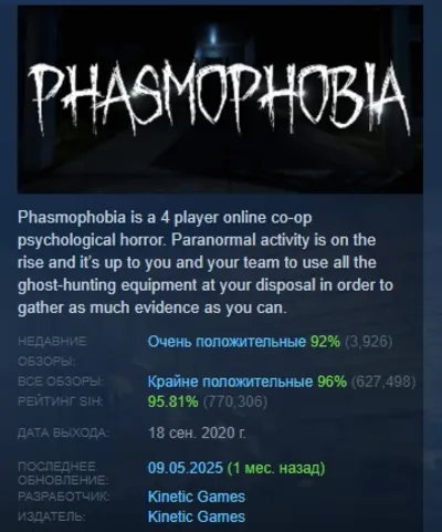 Phasmophobia АВТОДОСТАВКА STEAM РОССИЯ