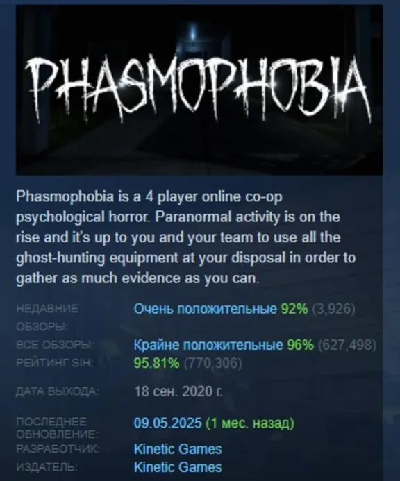 Phasmophobia АВТОДОСТАВКА STEAM РОССИЯ