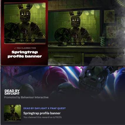 Dead By Daylight Springtrap profile banner CODE