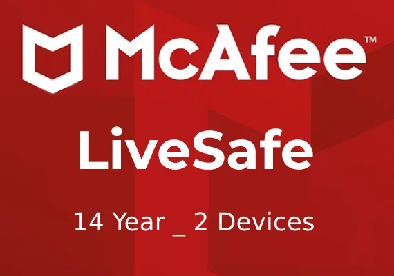 McAfee LiveSafe – 14 Years – 2 Device – GLOBAL