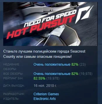 Need for Speed Hot Pursuit  STEAM GIFT РОССИЯ+СНГ