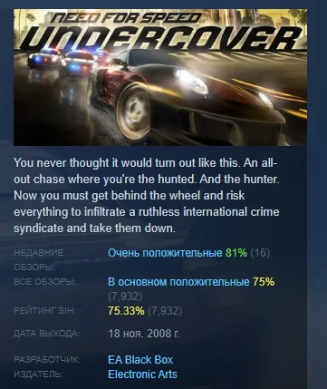 Need for Speed Undercover STEAM GIFT РОССИЯ+СНГ