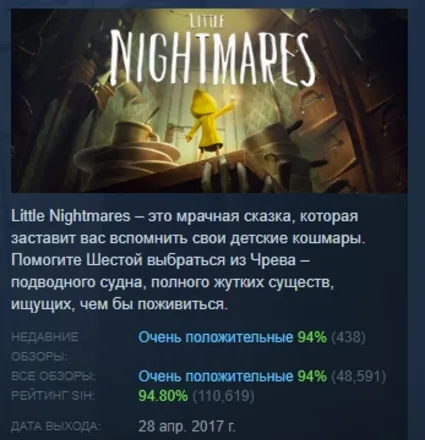 Little Nightmares АВТОДОСТАВКА STEAM РОССИЯ