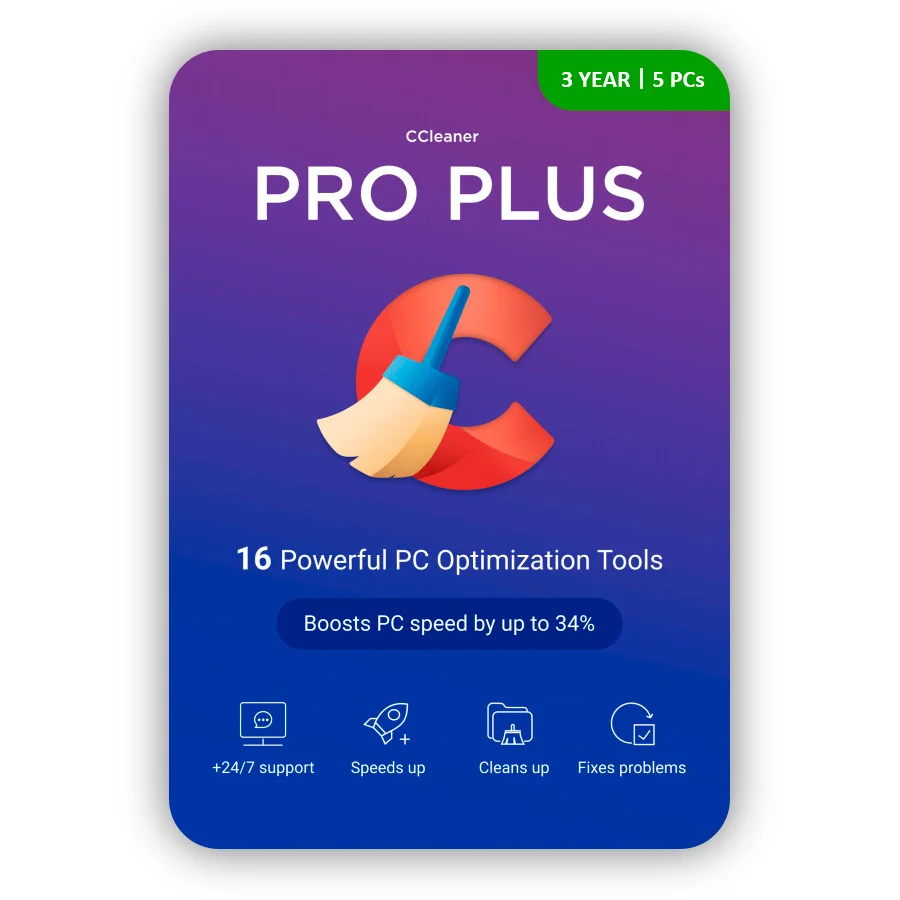 CCleaner Professional Plus 2025 - KEY - 1 Year - 5 PCs