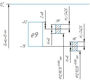 Drawing of a gauge-bracket for shaft control 13e9 in a