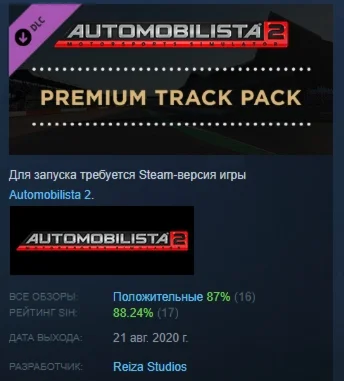 Automobilista 2 Premium Track Pack  DLC STEAM РОССИЯ