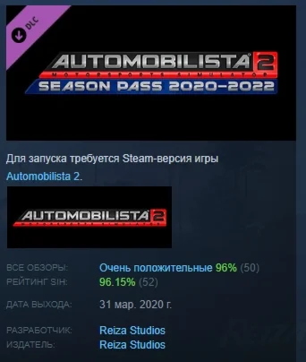 Automobilista 2 2020-2021 Season Pass DLC STEAM РОССИЯ