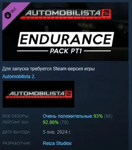 Automobilista 2 - Endurance Pack Pt1 DLC АВТОДОСТАВКА STEAM РОССИЯ
