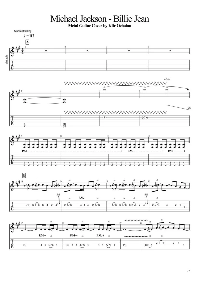 Tabs Kfir Ochaion - Michael Jackson - Billie Jean Metal
