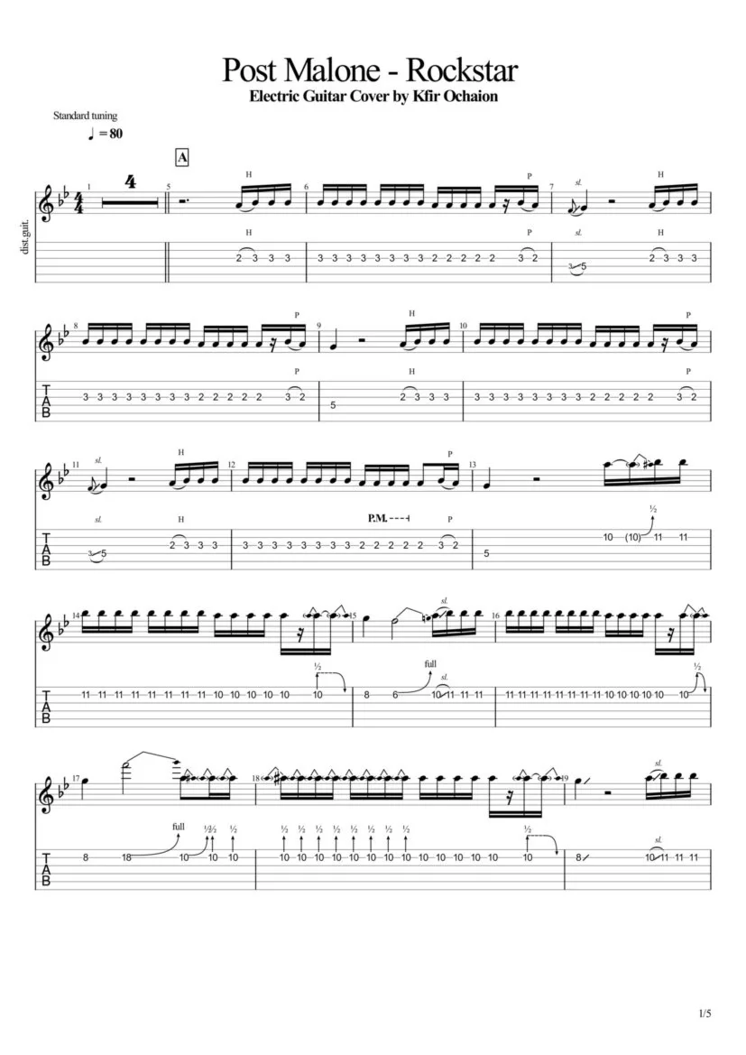 Tabs Kfir Ochaion - Post Malone - Rockstar