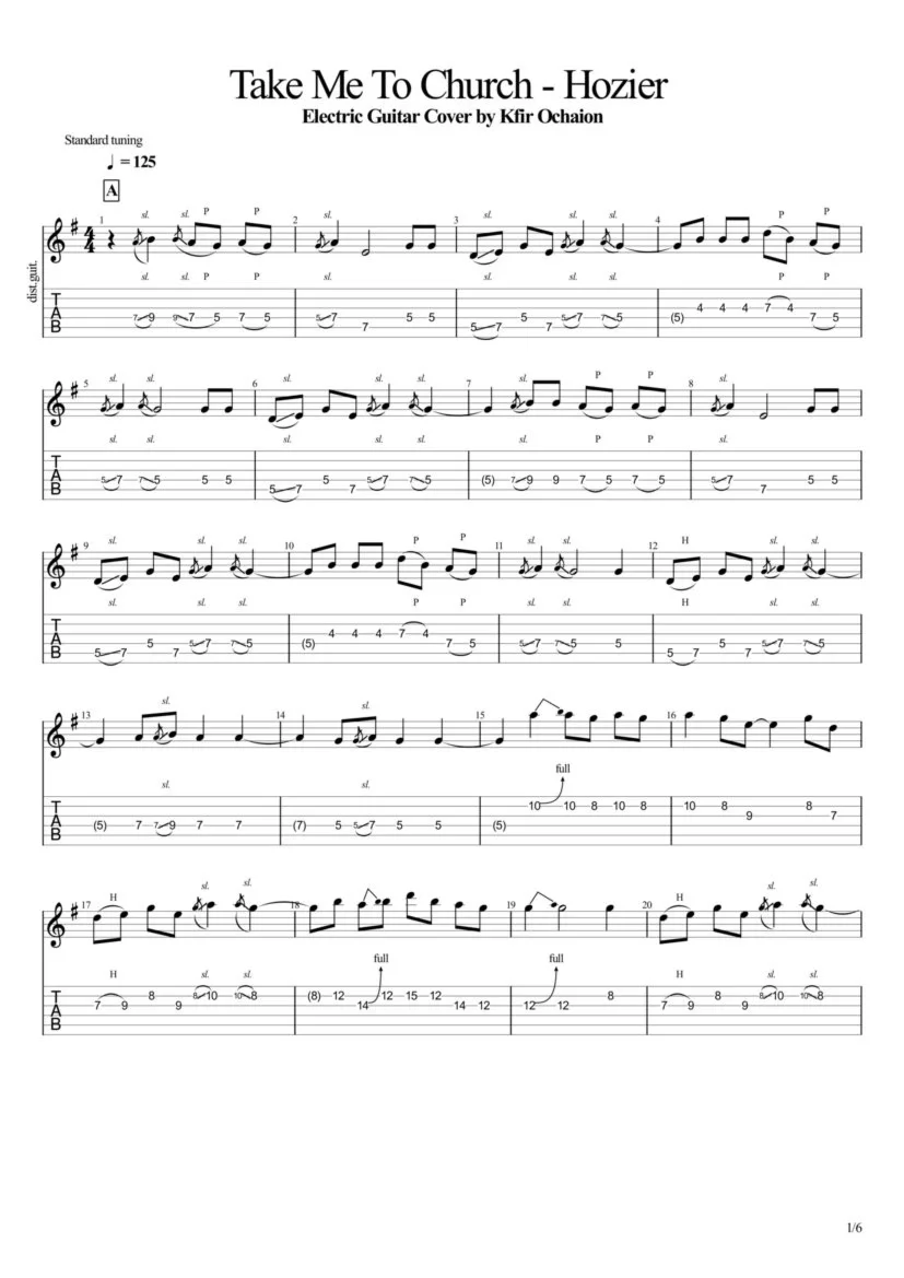 Tabs Kfir Ochaion - Hozier - Take Me To Church