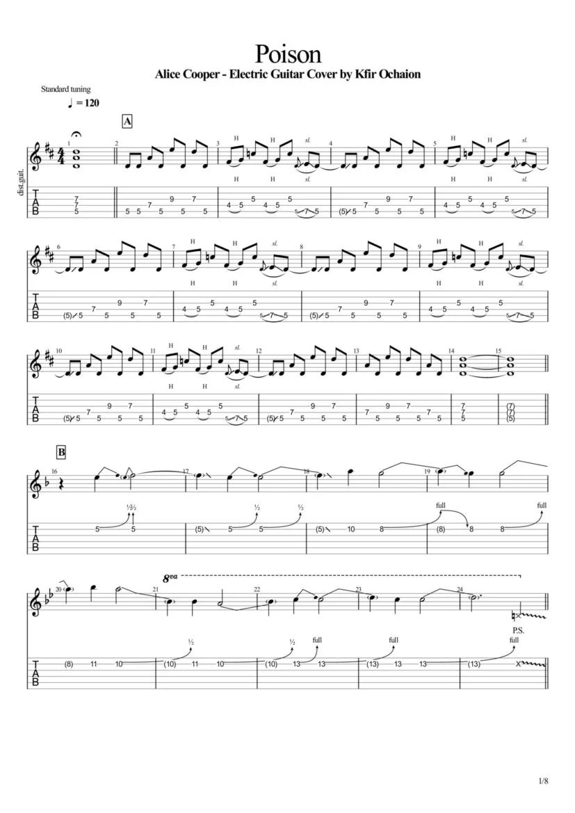Tabs Kfir Ochaion - Alice Cooper - Poison