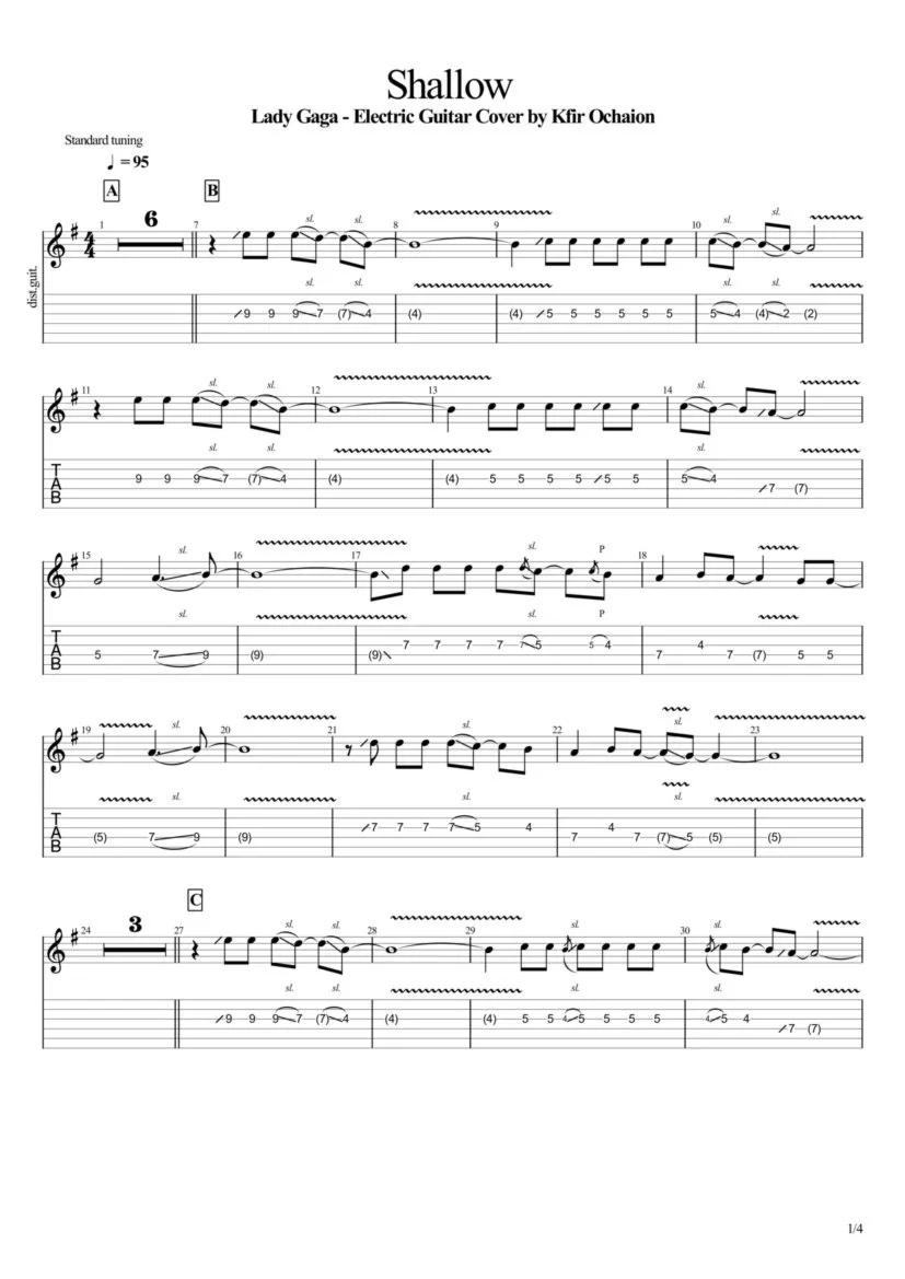 Tabs Kfir Ochaion - Lady Gaga - Shallow