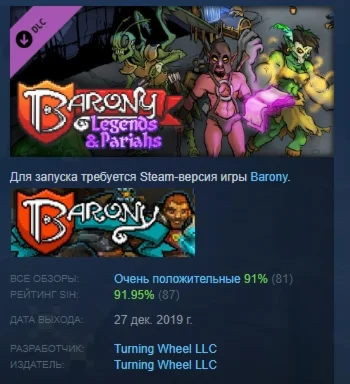 Barony: Legends & Pariahs DLC Pack 2 DLC STEAM РОССИЯ