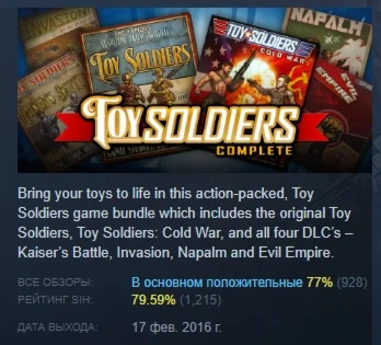 Toy Soldiers: Complete АВТОДОСТАВКА STEAM РОССИЯ