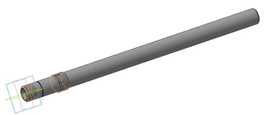 Drawing and 3D model of the shock absorber rod KAMAZ in