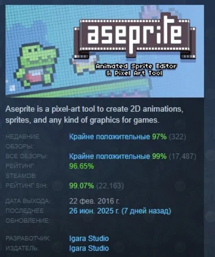 Aseprite АВТОДОСТАВКА STEAM РОССИЯ