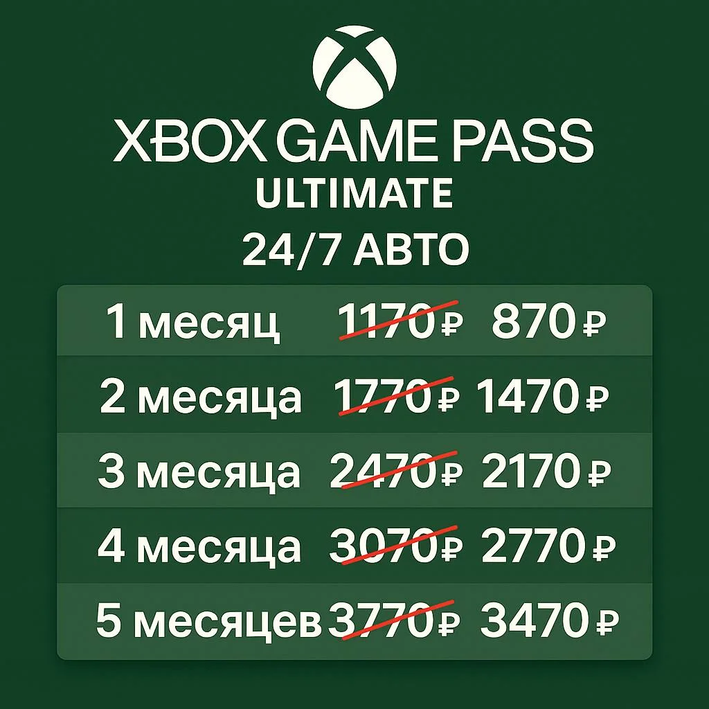 АВТО 24/7 XBOX GAME PASS ULTIMATE 1-12м