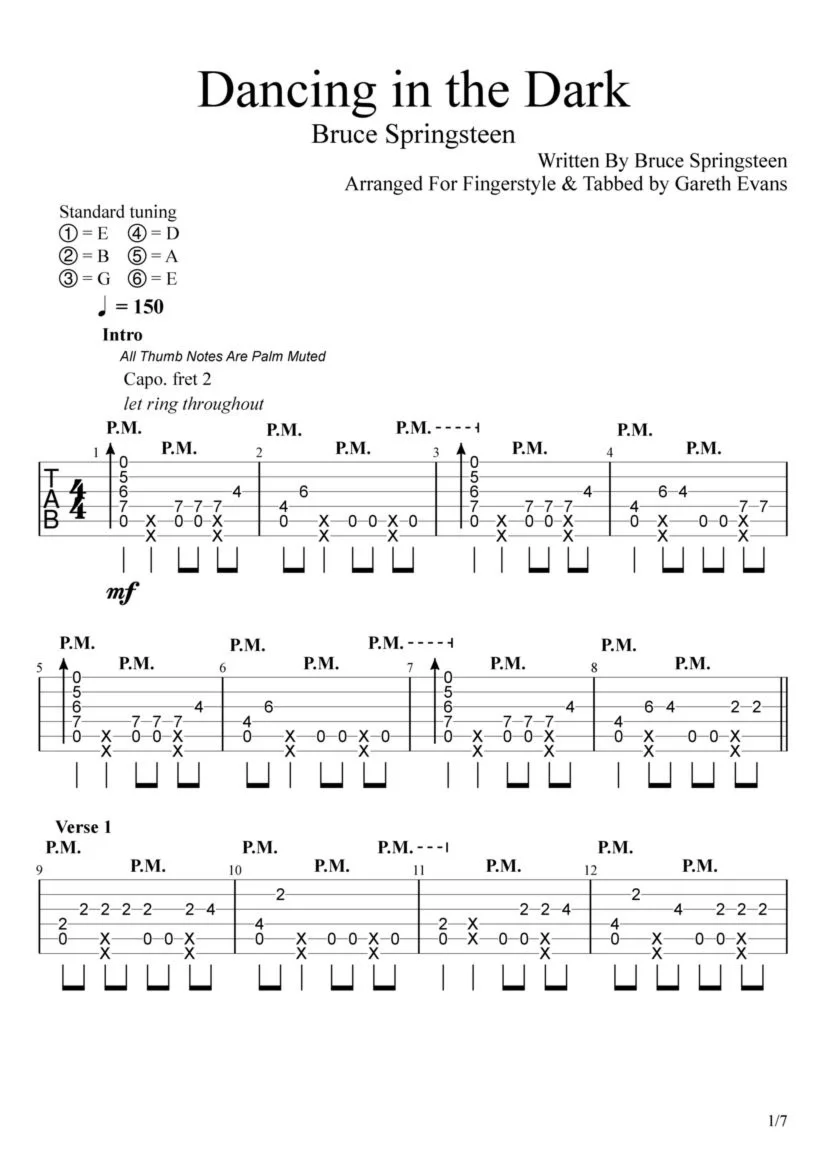 Tabs Gareth Evans - Dancing in The Dark-Bruce Springste