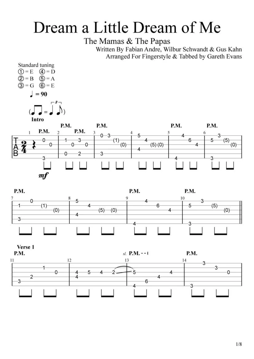 Tabs Gareth Evans - Dream A Little Dream of Me