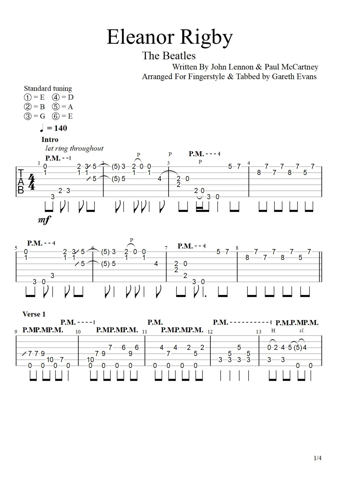 Tabs Gareth Evans - Eleanor Rigby – The Beatles