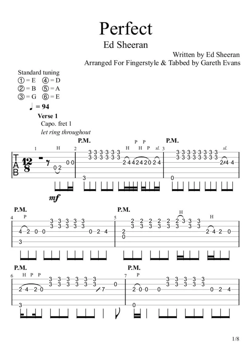 Tabs Gareth Evans - Perfect – Ed Sheeran