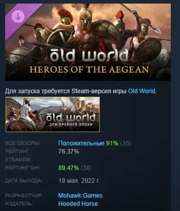 Old World - Heroes of the Aegean  DLC STEAM РОССИЯ
