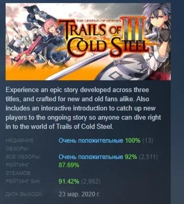 The Legend of Heroes: Trails of Cold Steel III STEAM РФ