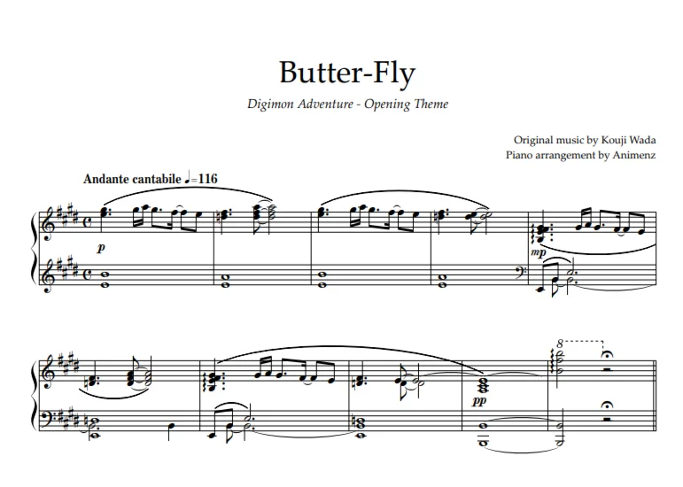 Sheet Animenz - Butter-Fly – Digimon Adventure OP