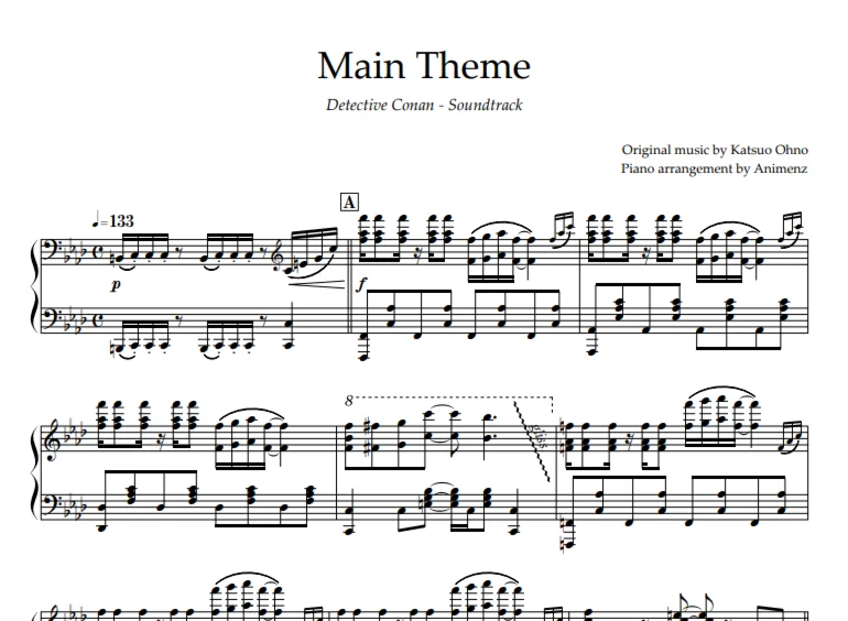 Sheet Animenz - Main Theme – Detective Conan OST