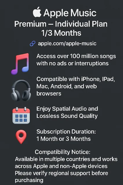 🎧 Apple Music Premium – Индивидуальный план | 1/3 меc