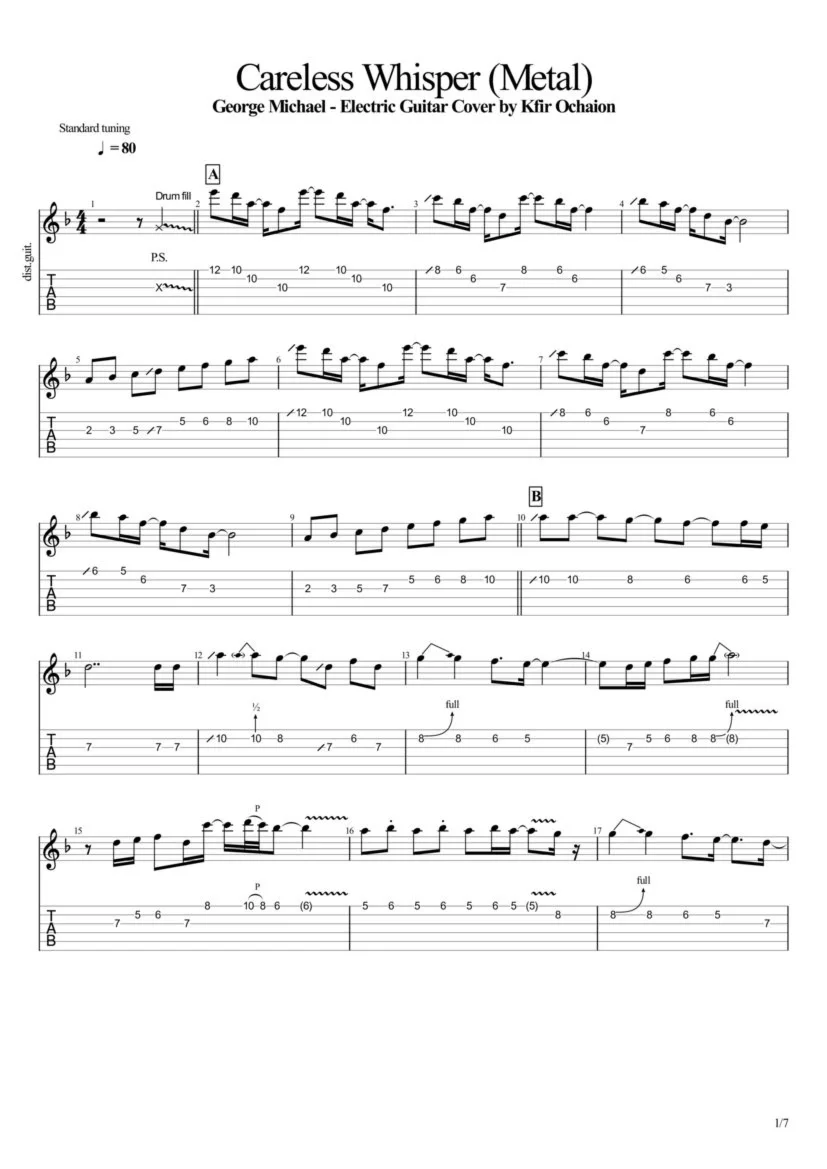 Tabs Kfir Ochaion - George Michael - Careless Whisper