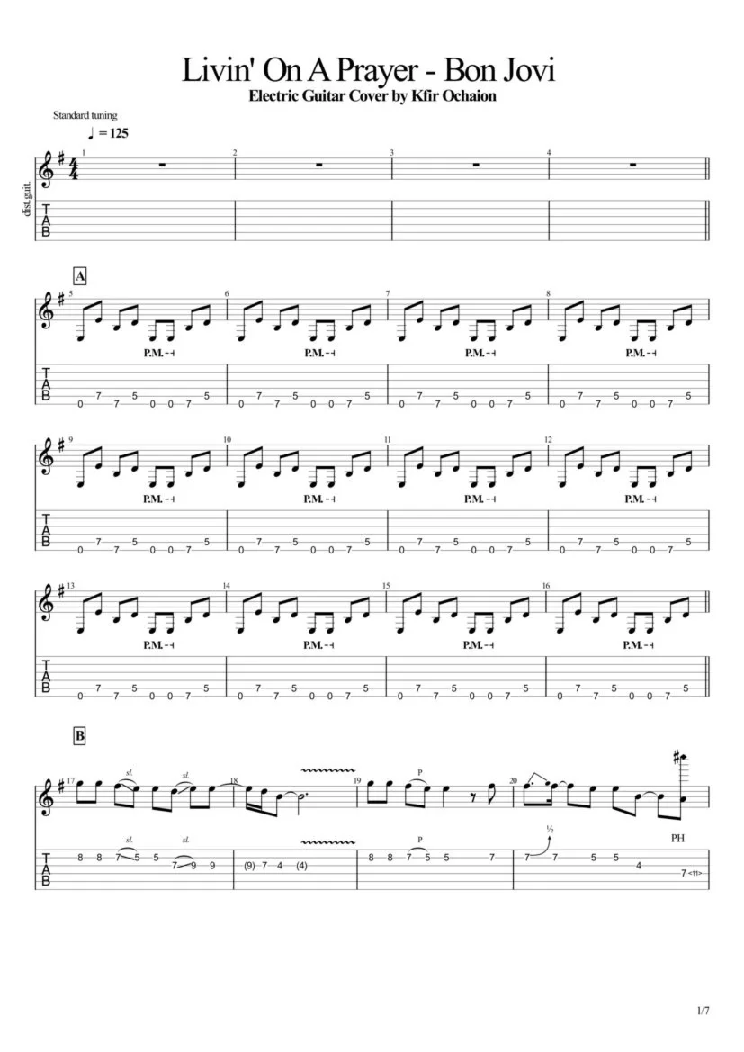 Tabs Kfir Ochaion - Bon Jovi - Livin' On A Prayer