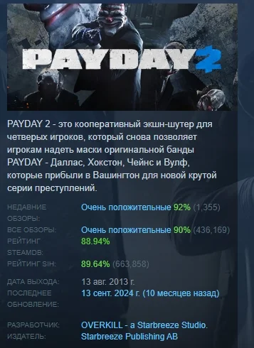PAYDAY 2 АВТОДОСТАВКА STEAM РОССИЯ