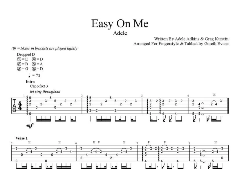 Табы Gareth Evans - Easy on Me – Adele