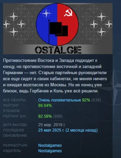 Ostalgie: The Berlin Wall АВТОДОСТАВКА STEAM РОССИЯ
