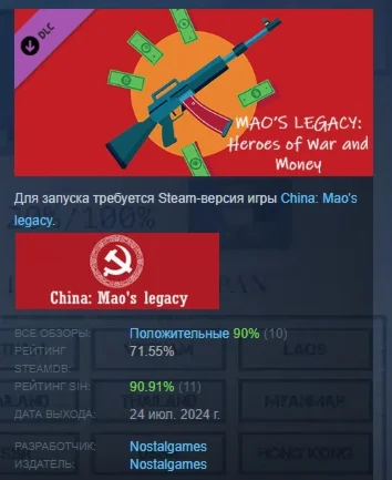 Наследие Мао: Герои Войны и Денег DLC STEAM РОССИЯ