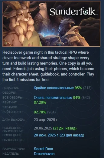 Sunderfolk АВТОДОСТАВКА STEAM РОССИЯ
