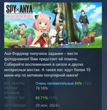 SPY×ANYA: Operation Memories АВТОДОСТАВКА STEAM РОССИЯ