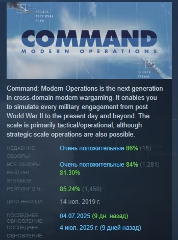 Command: Modern Operations АВТОДОСТАВКА STEAM РОССИЯ
