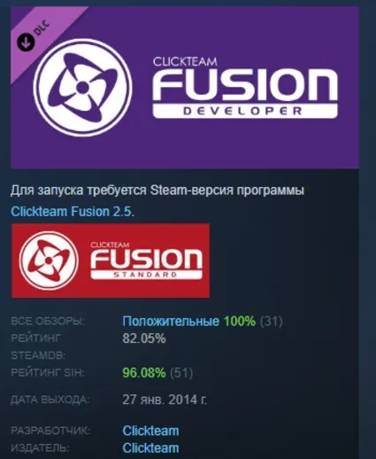 Clickteam Fusion 2.5 Developer Upgrade DLC STEAM РОССИЯ